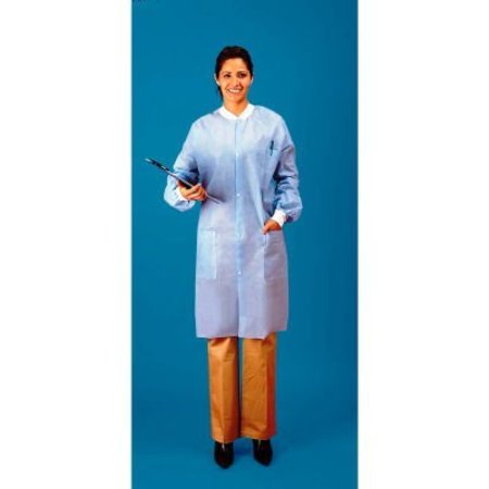 KEYSTONE SAFETY SMS Lab Coat, 3 Pockets, Knit Wrists, Snap Front, Knit Collar, White, SM 30/Case LC3-WK-SMS-SM